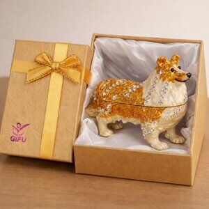 Standing Shetland Sheepdog (Sheltie) Collie Trinket Box Figurine NIB 🐶